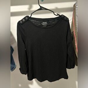 Chico's Black Button-Shoulder Top